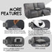 Reclining Loveseat with Middle Console Slipcover, 8-Piece Velvet Stretch Sofa Covers, 2 Seat Loveseat Recliner Cover, Thick, Soft, Washable(Dark Grey)