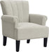 Modern Accent Living Room Chairs, Comfy Polyester Upholstered Club Chair with Rivet Tufted Scroll Arm, Tufted Arm Chair for Living Room, Reading Room, Bedroom,Cream+Polyester