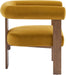 Luxurious Mustard Velvet Barrel Chair Solid Walnut
