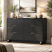 47.24" Wide Dresser for Bedroom, 6 Drawer Black Dresser with Fluted Design & Gold Metal Handle, Chest of Drawers Dressers with Sturdy Base, Wood Dressers for Bedroom, Living Room, Hallway