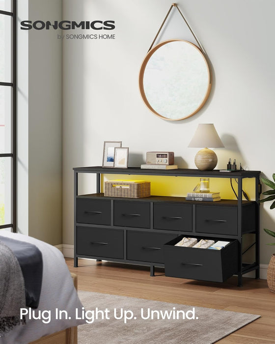 Ink Black Engineered Dresser With Integrated Lighting