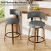 Swivel Bar Stools Set of 4, 26" Upholstered Faux Leather Counter Height Bar Stools with Back and Bentwood Legs, Mid Century Modern Bar Chairs Island Stools for Kitchen Counter, Dark Grey