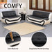 Sectional Sofa Sets, Living Room Furniture Sets Modern Faux Leather Sofa Couch 5-Seat Sofa for Living Room(C-Black/White, Sofa+Loveseat)