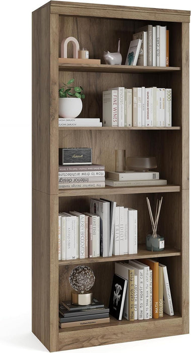 71 in Tall Bookcase,Wooden Bookshelf with 5 Tiers, Modern Book Shelf in Swedish Oak, Floor Standing Display Shelves for Bedroom, Living Room and Office for Home