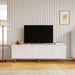 Mid Century Modern TV Stand for 80 Inch TV, Entertainment Center with 4 Large Drawers, TV Stand for Living Room, Media TV Console Table with Storage for Bedroom, White