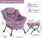 Luxurious Purple Plush Chair With Ottoman Oversized