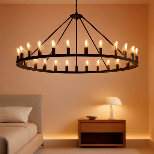 Large Black Wagon Wheel Chandelier 64 Inch,30-Light Farmhouse Wagon Wheel Chandeliers round Industrial Ceiling Light Fixtures for Outdoor Porch High Ceilings Living Dining Room Foyer Entryway