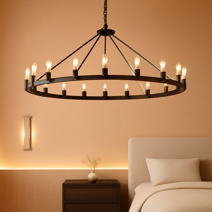 Large Black Wagon Wheel Chandelier 64 Inch,30-Light Farmhouse Wagon Wheel Chandeliers round Industrial Ceiling Light Fixtures for Outdoor Porch High Ceilings Living Dining Room Foyer Entryway