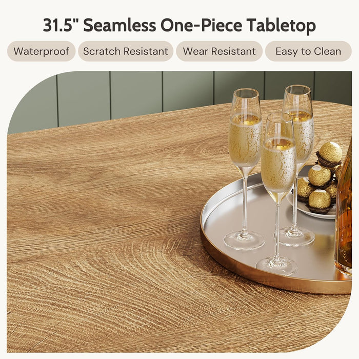 Natural Walnut Wood Farmhouse Dining Table Pedestal
