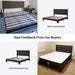 Queen Size Platform Bed Frame with Fabric Upholstered Headboard, No Box Spring Needed, Dark Grey