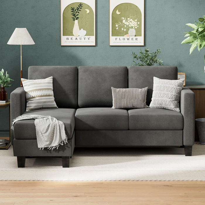 Dark Gray Linen Sectional Sofa for Small Spaces