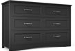 47" 6 Drawer Dresser, Black Wide Chest of Drawers for Bedroom