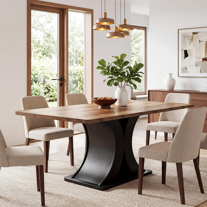 55 Inches Engineered Farmhouse Dining Table EbonyTone