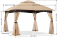 10X10 Outdoor Gazebo - Patio Gazebo with Mosquito Netting, Outdoor Canopies for Shade and Rain for Lawn, Garden, Backyard & Deck (Beige)