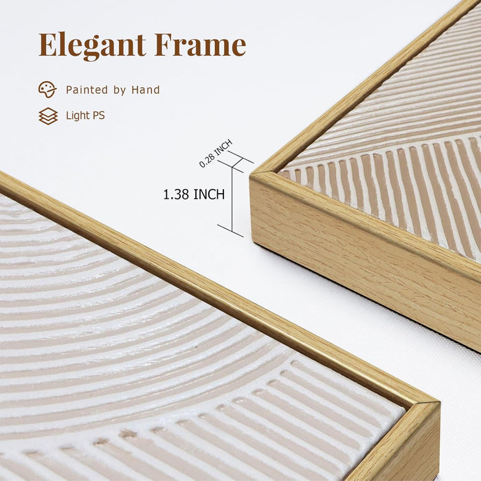 Large Textured 3D Wall Art Neutral Set of 3-24"X36" Hand-Painted Abstract Canvas Framed Paintings Brown for Living Room, Bedroom - Modern Minimalist Neutral Boho Decor