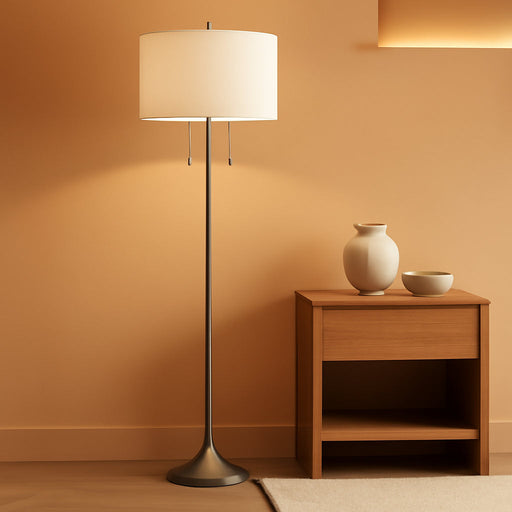 Stowe Floor Lamp with Antique Brass Finish, Modern Style, 61" Height, 19" Width, 19" Depth