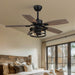 42 Inch Ceiling Fans with Lights and Remote Control, Ceiling Fan for Bedroom Living Room and Patio, Caged Ceiling Fan for Indoor and Outdoor