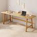 Solid Wood Writing Table - 72" W Minimalist Long Computer Desk, Oak