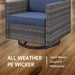 6 Piece Wicker Patio Furniture Set - Outdoor Swivel Rocker Chairs Set with Coffee Table, 3 Seat Sofa & Ottomans, Small Patio Conversation Sets Proch Furniture for Balcony Deck - Grey/Blue