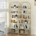 Goldtone StainlessSteel TemperedGlass SixTier Bookshelf