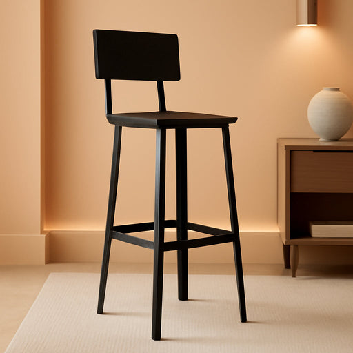 Set of 2 Bar Stools, Tall Bar Stools with Backrest and Footrest, Tall Bar Chairs, Industrial Style Counter Height Bar Stools for Dining Room, Kitchen, Bar Rustic Black