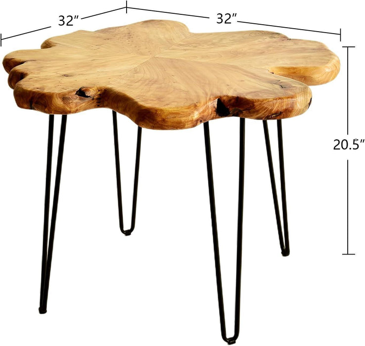 Live Edge Cedar Coffee Table 32" W X 32" D X 20.5" H Rustic round Table for Living Room, Patio, Bedroom, Home Office