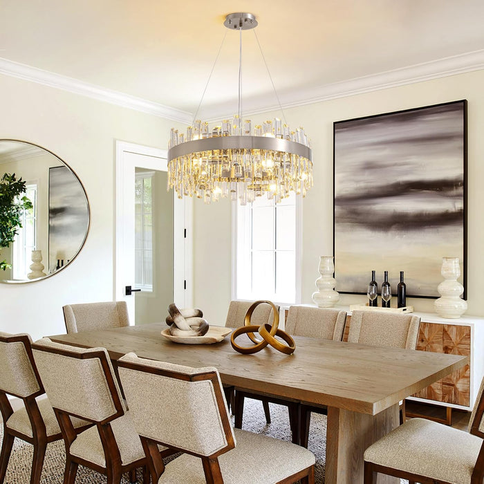 Crystal Chandelier 12 Light Brushed Nickel Dimmable