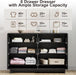 Black 6 Drawer Dresser for Bedroom, 47.2" Modern Wood Dresser with Handle-Free and Curved-Edge Design, Chests of Drawers with Large Capacity