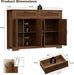 Buffet Cabinet with 2 Storage Drawers, Farmhouse Coffee Bar Table with Storage and Adjustable Shelf, 47.2" Wide Fluted Sideboard Cabinet for Kitchen, Dining Room, Living Room, Entryway, Modern Walnut