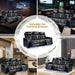 Home Theater Seating, Power Reclining Sofa with Adjustable Headrests, PU Leather 3 Seat Recliner Sofa Couch Set with Ambient Lighting, Cup Holders, USB & Type C Ports, Armrest Storage, Black