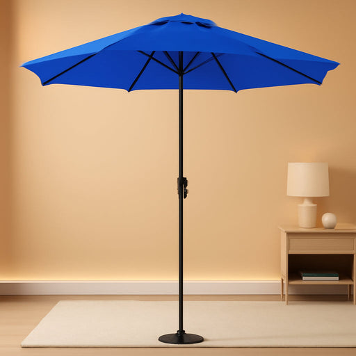 9FT Outdoor Patio Umbrella,Market Table Umbrella with 8 Fiberglass Ribs, Pool Umbrella with Tilt and Crank, UV Protection Lightweight & Wind-Resistant for Lawn, Garden, Deck and Backyard, Royal Blue