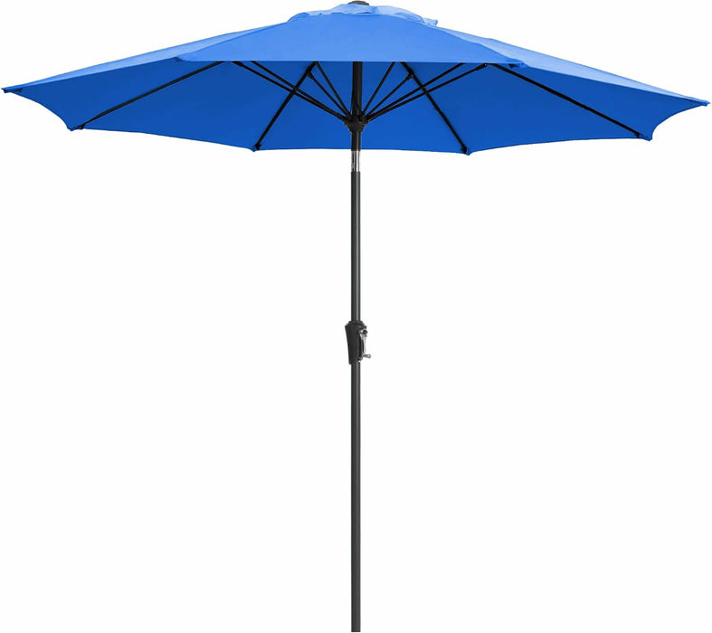 9FT Outdoor Patio Umbrella,Market Table Umbrella with 8 Fiberglass Ribs, Pool Umbrella with Tilt and Crank, UV Protection Lightweight & Wind-Resistant for Lawn, Garden, Deck and Backyard, Royal Blue