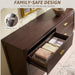 60" Wide Transitional 6-Drawer Dresser for Bedroom, Cacao Walnut