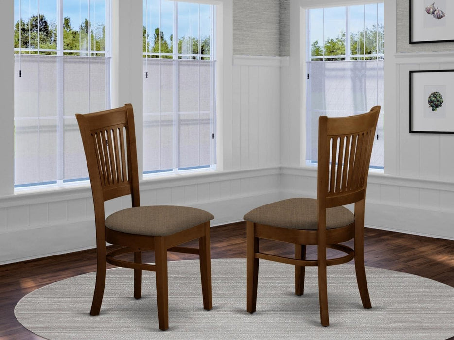 VAC-ESP-C Vancouver Kitchen Dining Chairs - Linen Fabric Upholstered Wooden Chairs, Set of 2, Espresso