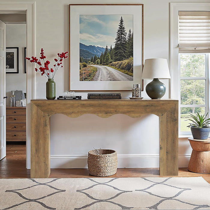 63" Farmhouse Console Table, Wooden Couch Table behind Sofa with Storage, Long Entryway Sofa Station, Narrow Console Stand with Base, Hallway Stand for Entryway, Living Room