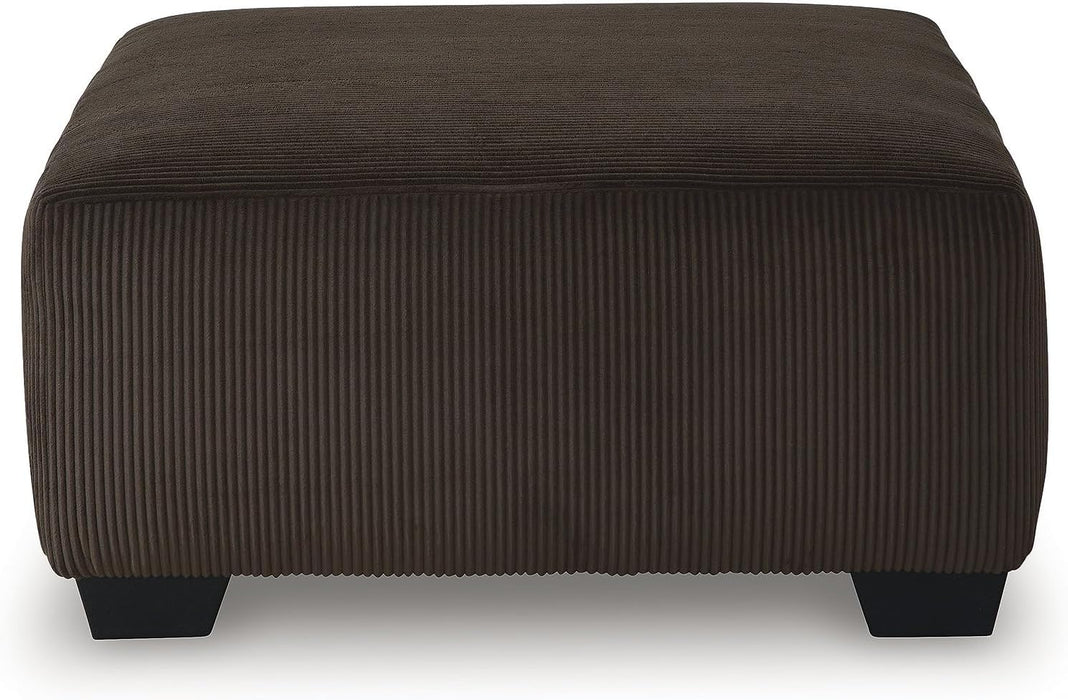 Firescrest Transitional Upholstered Oversized Accent Ottoman with Textured Stripe Pattern, Dark Brown