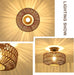 Boho Rattan Light Fixtures Ceiling Mount,Ceiling Light Fixtures with Dimmable LED Bulb,Hand Woven Rattan Chandelier Light Fixtures Ceiling for Bedroom Living Room Entryway(Dark Brown)