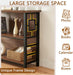 Book Shelf, 3 Tier Long Bookshelf with Storage, Engineered Wood and Metal Shelf Bookcase, Low Short Bookcases for Small Space, Living Room, Bedroom, Office, Rustic Brown