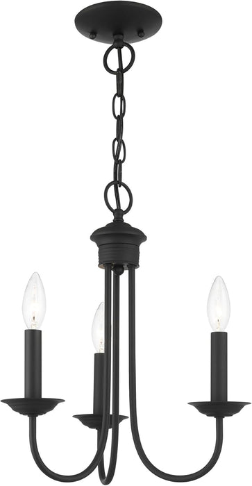 Blackened Steel Three Light Chandelier Living Room