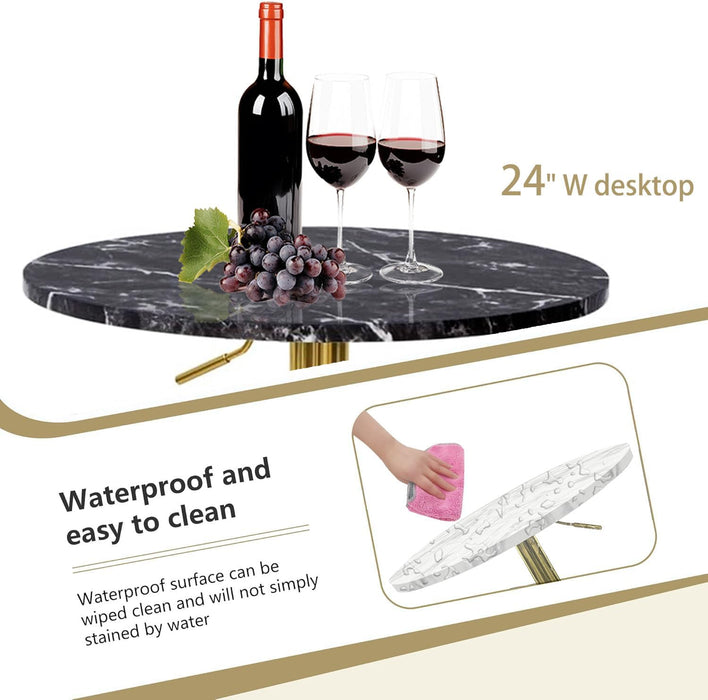 Round Cocktail Table Gold Height Adjustable 27.9''-35.4'' Pub Bar Table with Metal Base, Modern Sturdy Stylish for Kitchen, Dining Room, Office, Home Bar