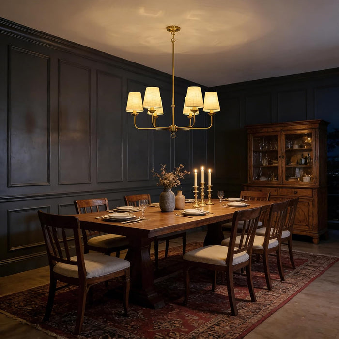 Elegant Brushed Gold Antique Chandelier With Shade