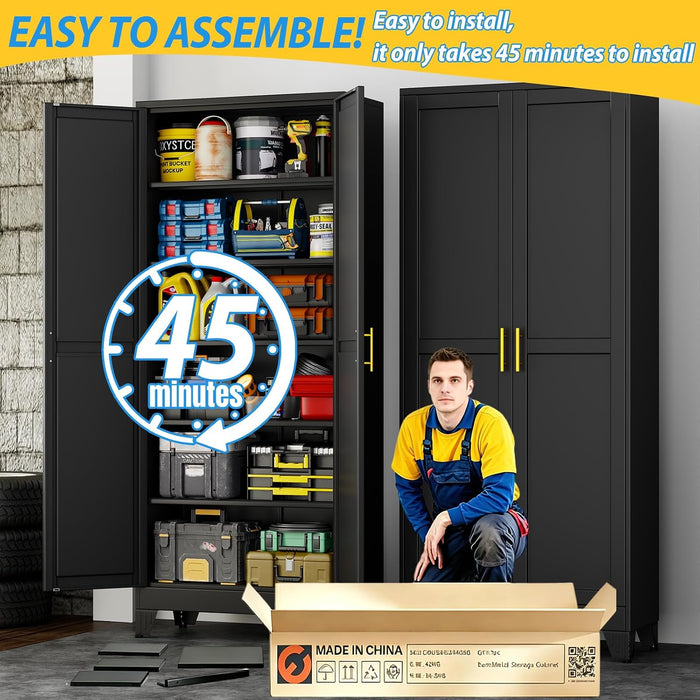 75 Inch IndustrialGrade BlackSteel Storage Cabinet Pro
