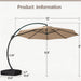 Outdoor Patio Umbrella with Base Included, 12 FT Deluxe Curvy Cantilever Umbrella Heavy Duty Offset Hanging Umbrella with 360° Rotation for Market, Pool, Garden, Backyard, Deck (Beige)