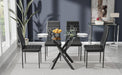 Tempered Glass Dining Table with Black Metal Legs, 47In Modern Rectangular Kitchen Table for Kitchen Dining Room Home Office (47.24 * 27.55, Black)