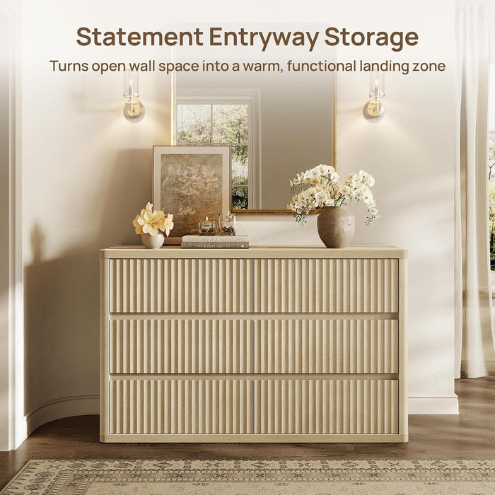 53.5" Extra Wide Dresser for Bedroom Dressers with 6 Fluted Drawers