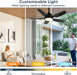 42 Inch Outdoor Ceiling Fan with Lights, IP65 Waterproof, APP & Remote Control, Dimmable 3CCT LED, 6-Speed Quiet DC Motor, Hanging Gazebo Fan Black Plug in Ceiling Fan with Cord for Patios Porch