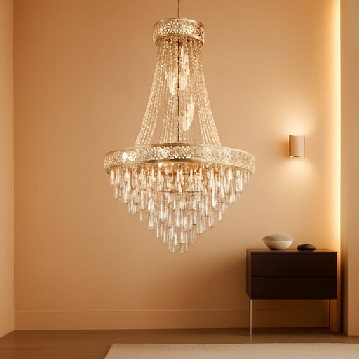 Crystal Chandelier 12 Lights 36Inches Gold Pendant