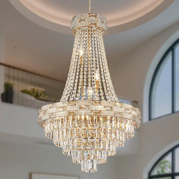 Crystal Chandelier 12 Lights 36Inches Gold Pendant