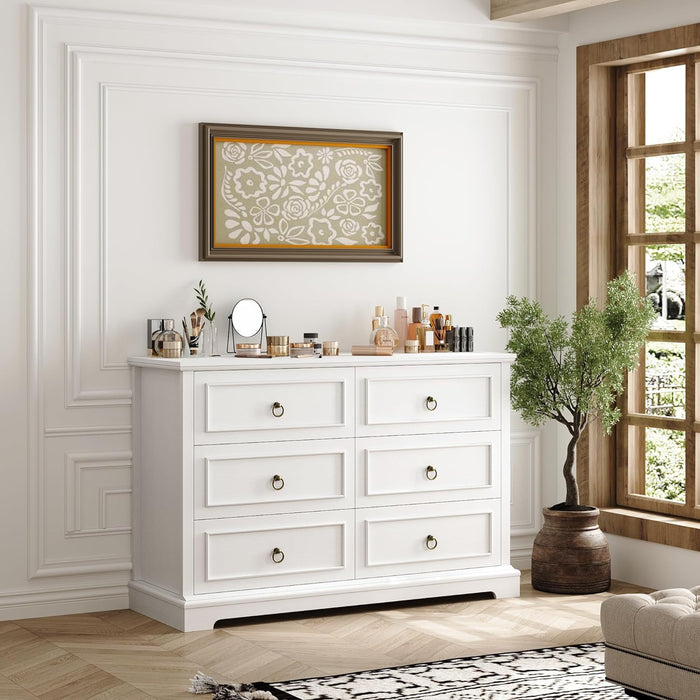 White 6-Drawer Dresser for Bedroom