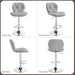 Bar Stools Set of 4, PU Leather Swivel Barstools, Height Adjustable Counter Stools with Backrest Fot Kitchen Home Bar, Light Grey